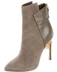 Sergio Rossi Suede Pointed Toe Ankle Boots