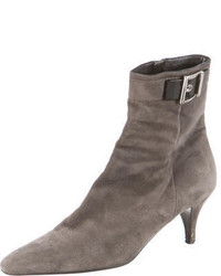 Prada Suede Square Toe Ankle Boots