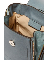 Chloé Faye Mini Leather And Suede Backpack Blue