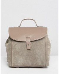 ASOS DESIGN Suede Leather Mix Backpack