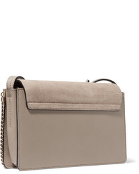 Chloé Faye Small Leather And Suede Shoulder Bag Gray