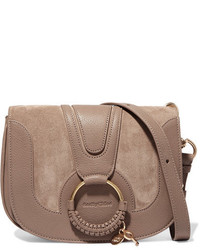 See by Chloe See By Chlo Hana Small Textured Leather And Suede Shoulder Bag Gray