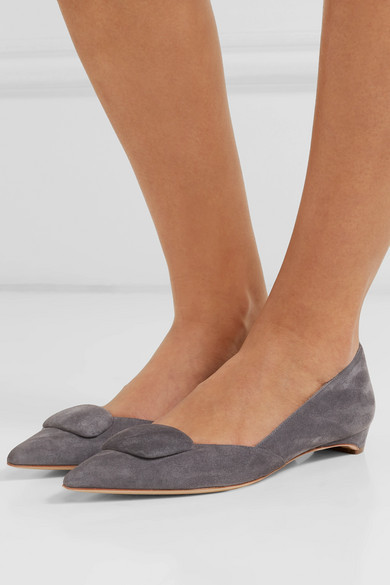 Rupert Sanderson Aga Suede Point Toe Flats 312 NET A