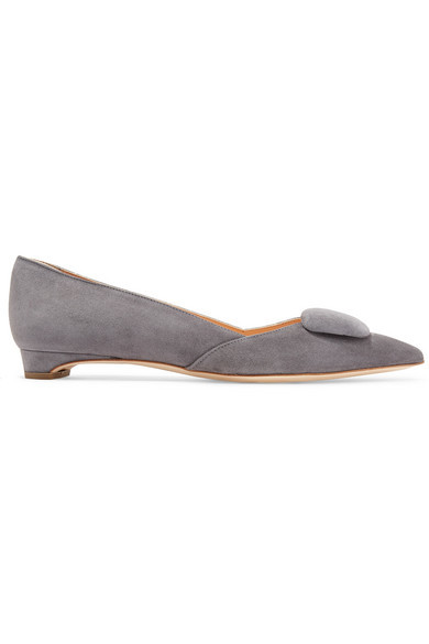 Rupert Sanderson Aga Suede Point Toe Flats 312 NET A