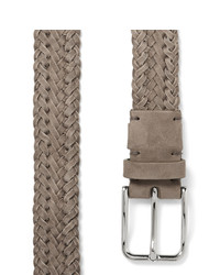 Brunello Cucinelli 3cm Grey Braided Suede Belt
