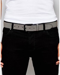 Asos Belt In Gray Faux Suede With Black Coated Buckle