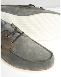 Asos Boat Shoes In Gray Suede With Perforation