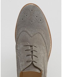 Asos Brogue Shoes In Gray Suede