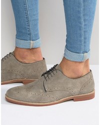 Asos Brogue Shoes In Gray Suede With Colored Sole