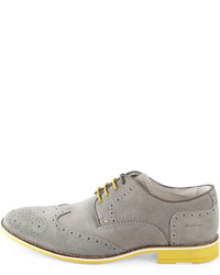 Kenneth Cole Social Gathering Perforated Suede Wingtip Grayyellow