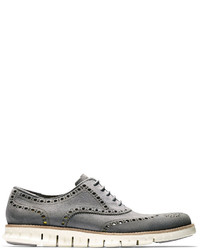Cole Haan Zerogrand Suede Wing Tip Oxford Iron Stone