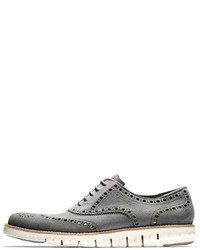 Cole Haan Zerogrand Suede Wing Tip Oxford Iron Stone
