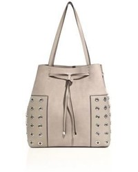 Tory Burch Block T Grommeted Suede Leather Bucket Bag