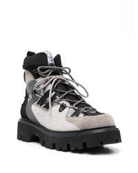 MSGM Panelled 50mm Lace Up Platform Ankle Boots
