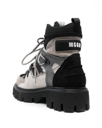 MSGM Panelled 50mm Lace Up Platform Ankle Boots