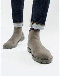 ASOS DESIGN Chelsea Boots In Grey Faux Suede With Translucent Cleated Sole