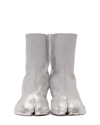 Maison Margiela Grey And Silver Suede Tabi Boots
