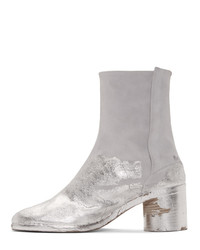 Maison Margiela Grey And Silver Suede Tabi Boots
