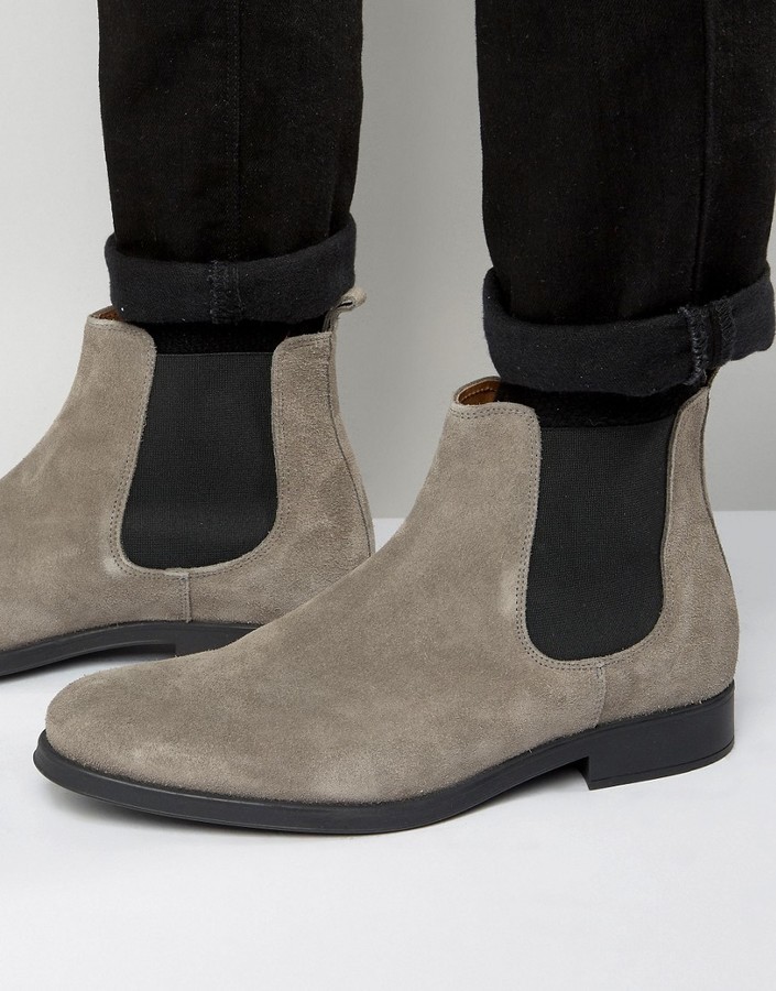 gray suede chelsea boots