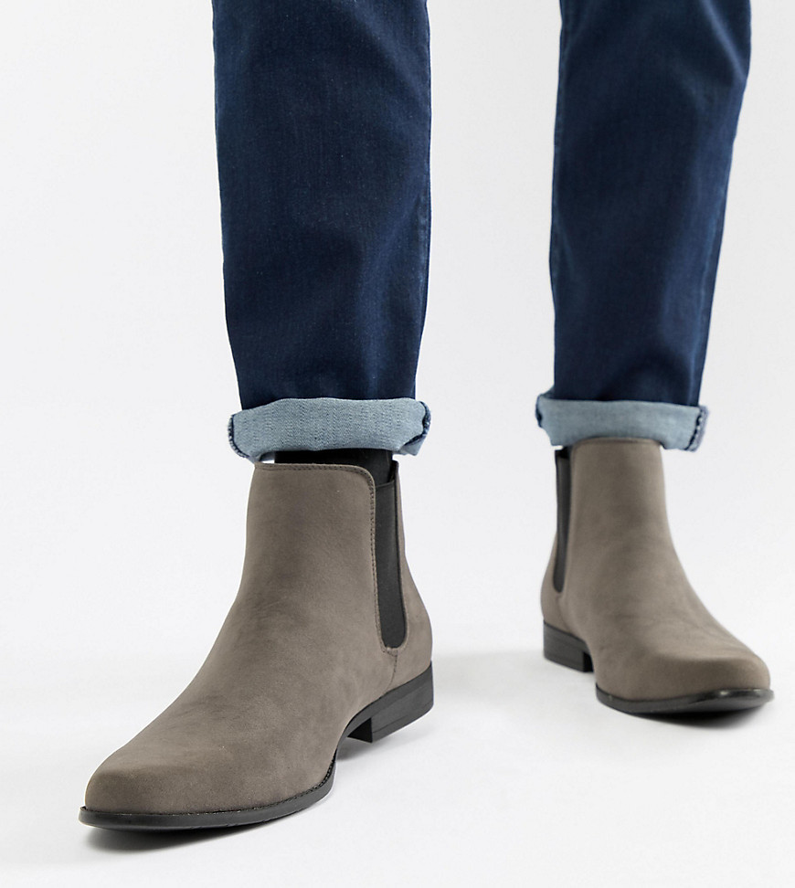 DESIGN Wide Fit Chelsea Boots In Faux Suede, $20 | Asos | Lookastic