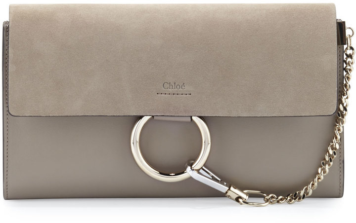 light grey suede clutch bag