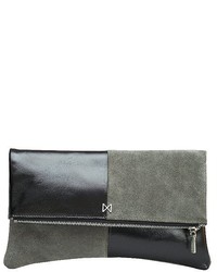 Mofe Esoteric Leather And Suede Dual Texture Colorblock Foldover Style Clutch
