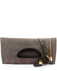 Grey Suede Crossbody Bag