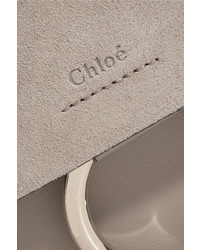 Chloé Faye Medium Leather And Suede Shoulder Bag Gray