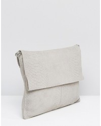 Asos Unlined Soft Suede Snake Embossed Cross Body Bag With Detachable Strap