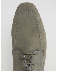 Asos Brand Derby Shoes In Gray Suede With Natural Sole