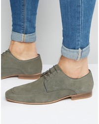Asos Brand Derby Shoes In Gray Suede With Natural Sole