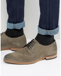 Asos Derby Shoes In Gray Suede With Natural Sole