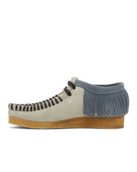 Palm Angels Grey And Black Clarks Originals Edition Fringed Wallabee Moccasins