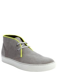 Lanvin Grey And Neon Yellow Suede Chukka Boots