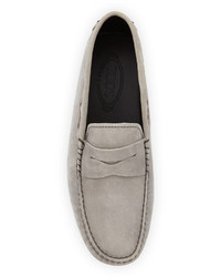 Tod's Suede Penny Driver Gray