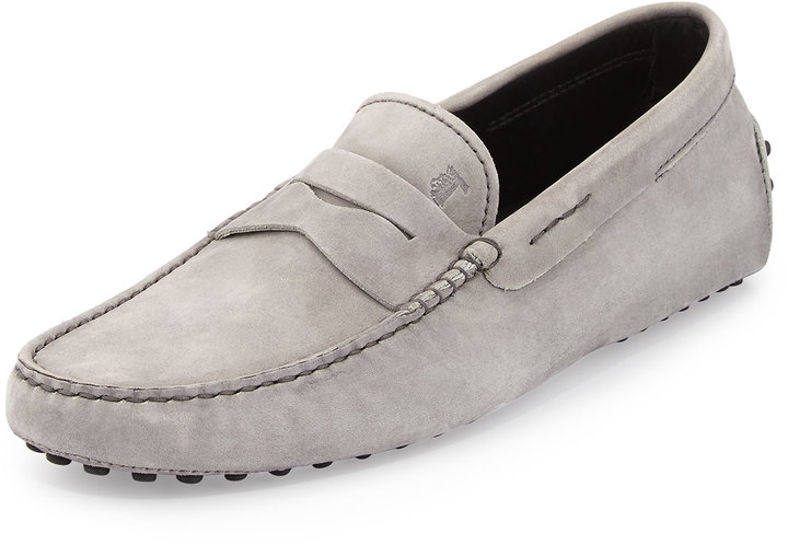 grey suede driving shoes