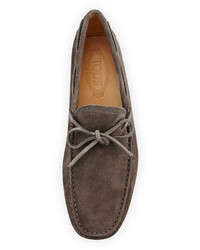 Tod's Suede Tie Driver Gray