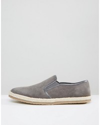 Frank Wright Slip On Espadrilles Shoes Gray Suede