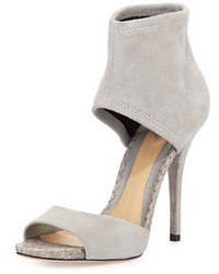 Brian Atwood B Correns Suede Ankle Band Sandal Gray