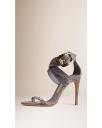 Burberry Buckle Detail Suede Sandals