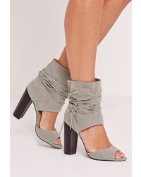 Missguided Block Heel Ankle Cuff Sandals Grey