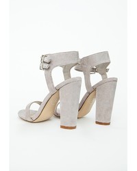 Missguided Kylie Cut Out Heeled Sandals Grey Faux Suede