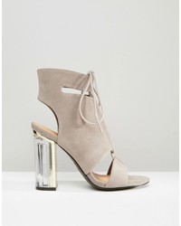 Truffle Collection Cut Out Lace Up Sandal With Clear Heel