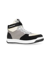 Burberry Leather And Suede High Top Sneakers