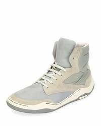 Lanvin Mesh Suede Indoor High Top Sneaker Light Gray