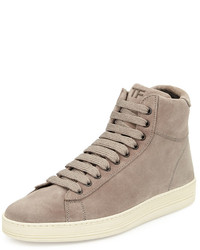 Tom Ford Russel Suede High Top Sneaker Light Gray
