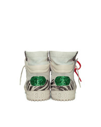 Off-White White And Green Glitter Off Court 30 Sneakers