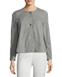 Lafayette 148 New York Tansy Snap Front Suede Jacket