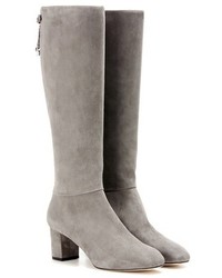 Grey Suede Knee High Boots