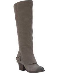 Fergalicious Lexy Knee High Boot Wide Calf Taupe Faux Suede Boots